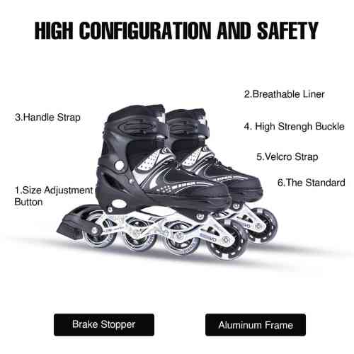 Black Adjustable Roller Skates - Image 3